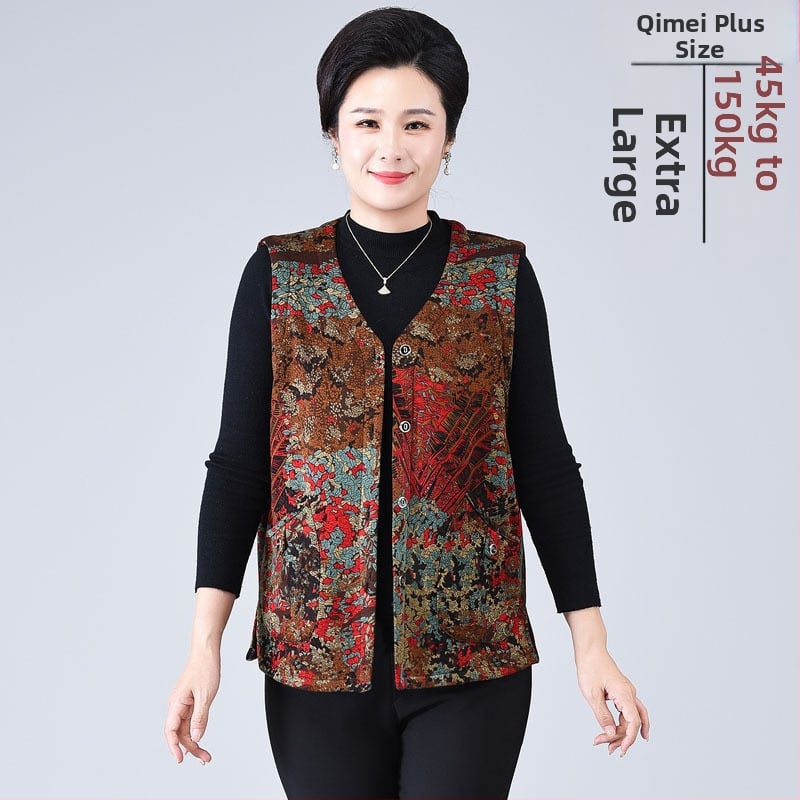 Vestă damă cu imprimeu floral, țesătură poliester-spandex, stil casual, lungime 50–65 cm