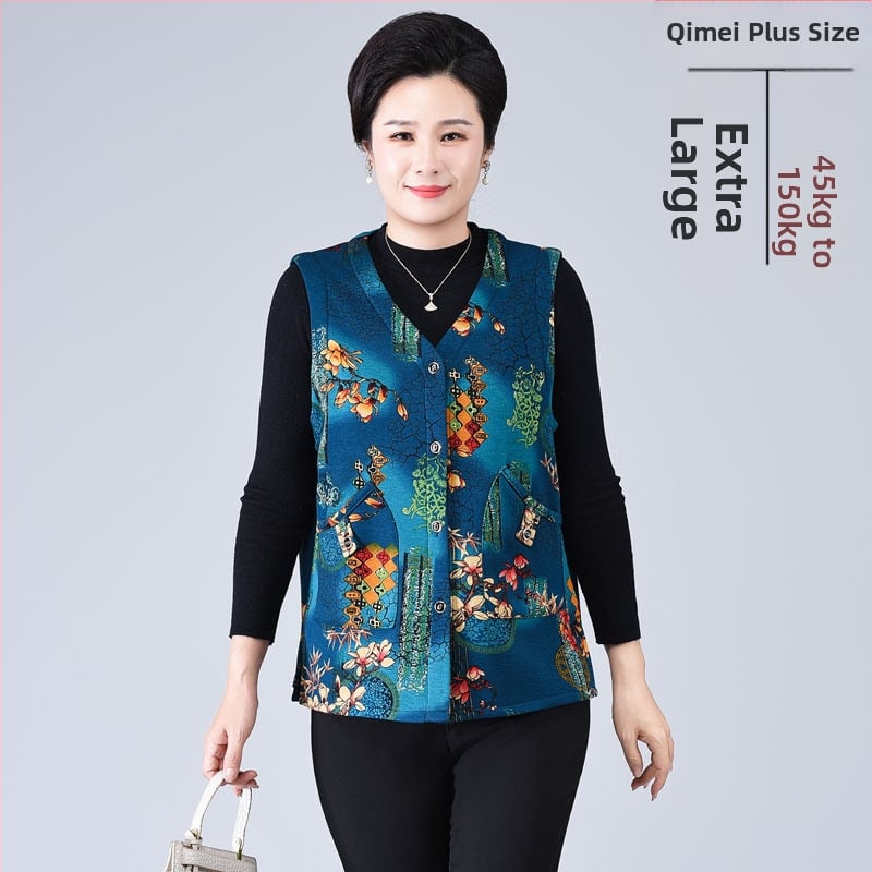 Vestă damă cu imprimeu floral, țesătură poliester-spandex, stil casual, lungime 50–65 cm