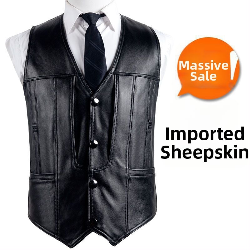 Férfi PU bőrvest, kardigán-stílus, V-nyakú, laza szabás, minden évszakra