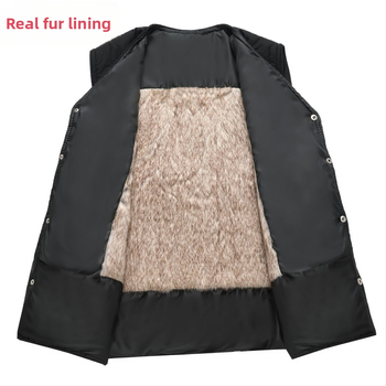 Férfi poliészter mellény fleece béléssel, minimalista stílus, egyenes szabás, egy sor gombbal, kapucni nélkül, 100% poliészter