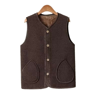 Vestă fără mâneci cu căptușeală de fleece, material spandex și poliester, stil elegant pentru naveta zilnică, croială complexă, iarnă 2025