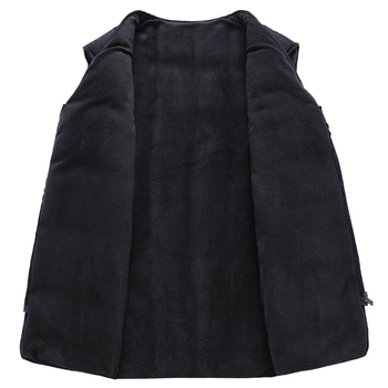 Középkorú és idős férfiaknak szánt pamut mellény, cipzárral, V-nyakú, vastag, több zseb