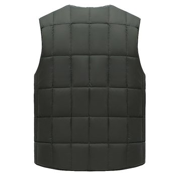 Középkorú és idős férfiaknak szánt pamut mellény, cipzárral, V-nyakú, vastag, több zseb