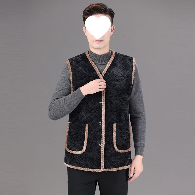 Férfi téli mellény fleece bélésével, fokozott meleg, kapucniával, V-nyak, karcsú fazon