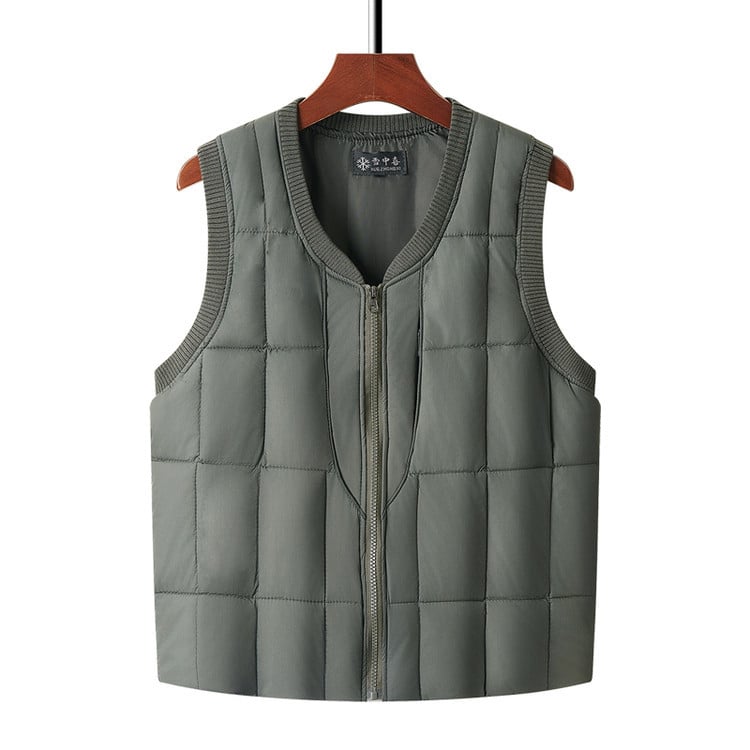 Vīriešu ziemas veste no poliestera ar rāvējslēdzēju, bez kapuces, sānu kabatas, ikdienas valkāšanai