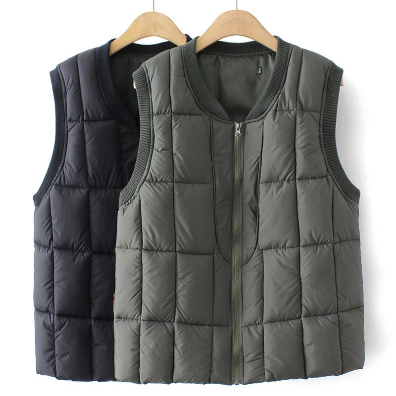 Vīriešu ziemas veste no poliestera ar rāvējslēdzēju, bez kapuces, sānu kabatas, ikdienas valkāšanai