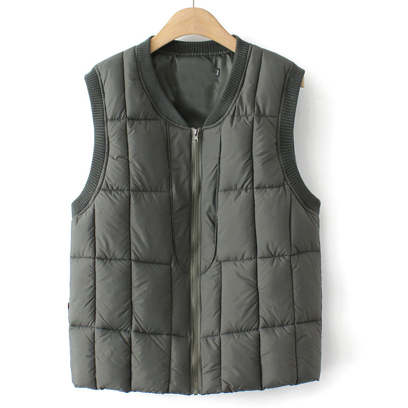 Vīriešu ziemas veste no poliestera ar rāvējslēdzēju, bez kapuces, sānu kabatas, ikdienas valkāšanai