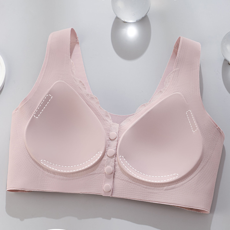 Сутиен за кърмене в стил жилетка, безшевен, предно закопчаване, дишащ, чашка 3/4 с подплатена пяна