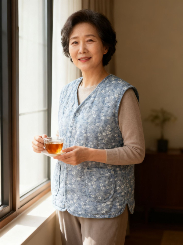 Sieviešu ziemas flīsa veste ar ziedu izšuvumu, poliesters 90–95%, garums 50–65 cm, ikdienas japāņu-korejiešu brīvā stila