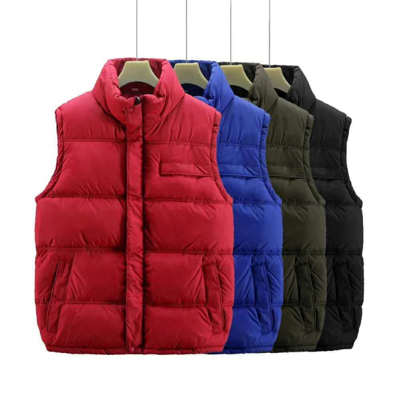 Ženska bezrukavna vesta sa stojećim ovratnikom i zatvaračem, slim fit, pamuk s Down Cotton punjenjem, zimski stil, duljina 50–65 cm