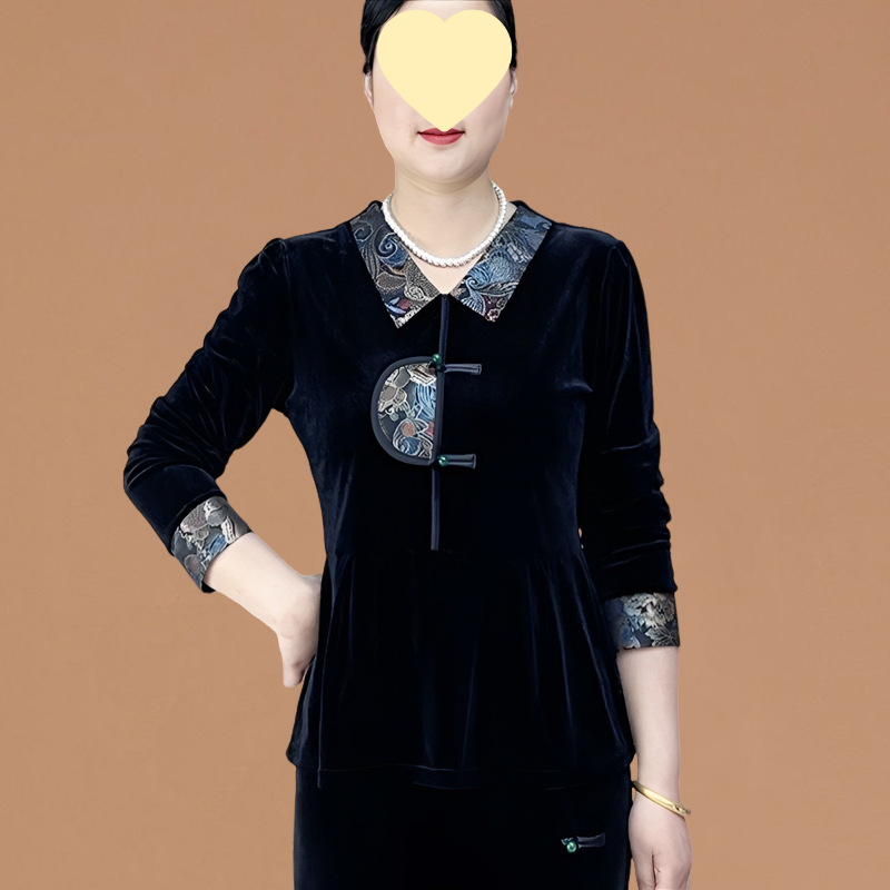 Rochie din două părți de primăvară în stil chinezesc, cu glugă, guler Peter Pan, mâneci lungi, lungime medie, retro artistic