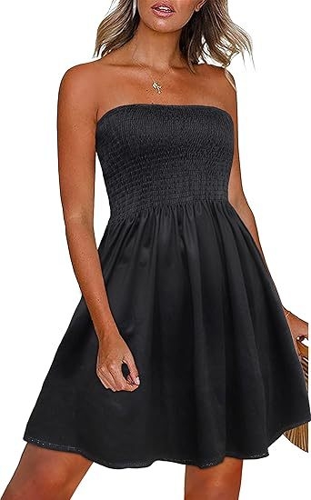Plus veličine haljina za plažu bez naramenica, srednje duljine, cvjetni uzorak na Milk Silk, tube-top stil, elastični pojas