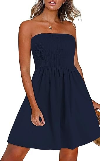 Plus veličine haljina za plažu bez naramenica, srednje duljine, cvjetni uzorak na Milk Silk, tube-top stil, elastični pojas
