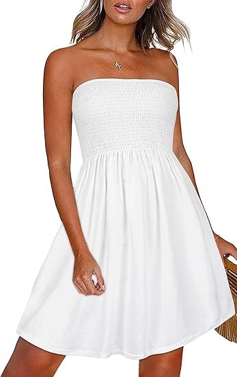 Plus veličine haljina za plažu bez naramenica, srednje duljine, cvjetni uzorak na Milk Silk, tube-top stil, elastični pojas