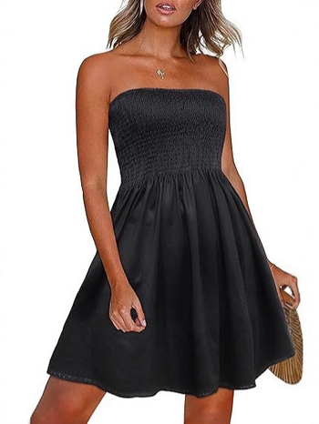 Plus veličine haljina za plažu bez naramenica, srednje duljine, cvjetni uzorak na Milk Silk, tube-top stil, elastični pojas