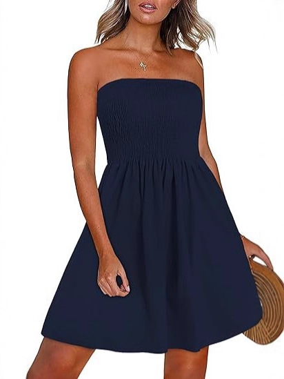 Plus veličine haljina za plažu bez naramenica, srednje duljine, cvjetni uzorak na Milk Silk, tube-top stil, elastični pojas