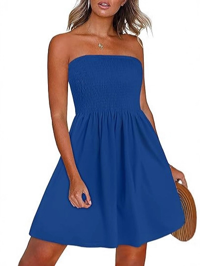Plus veličine haljina za plažu bez naramenica, srednje duljine, cvjetni uzorak na Milk Silk, tube-top stil, elastični pojas