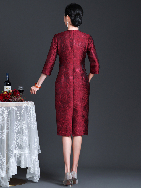 Rochie de nuntă pentru mama socului, broderie încărcată cu mărgele, croială faux două piese, stil elegant, primăvara 2025, fibră de poliester, poliester >95%, broderie diamant