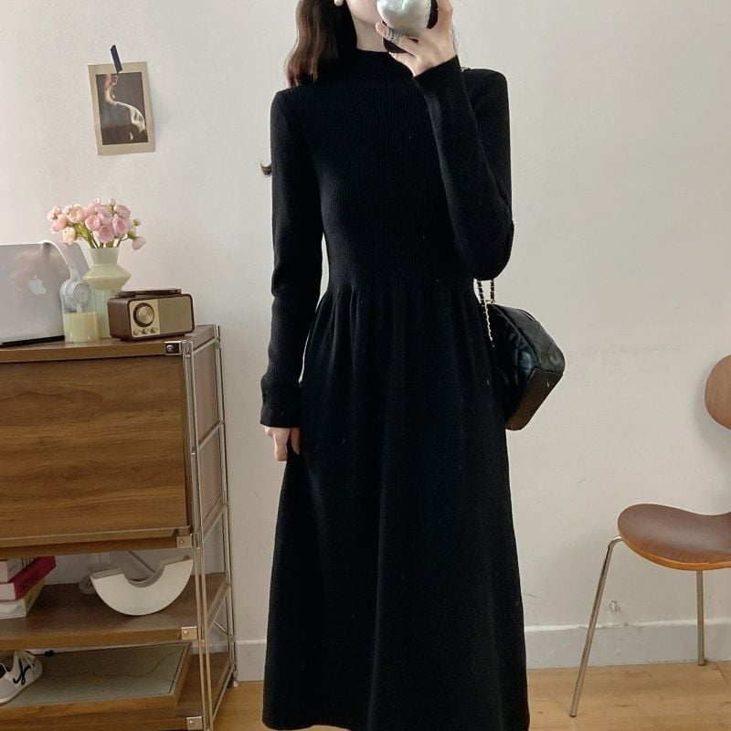 Set din două piese: vestă din lână de miel și rochie tricotată, toamna 2025, stil chinezesc, retro literar