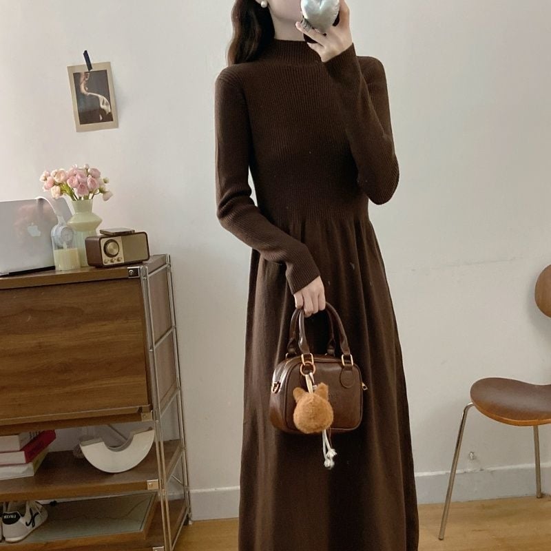 Set din două piese: vestă din lână de miel și rochie tricotată, toamna 2025, stil chinezesc, retro literar