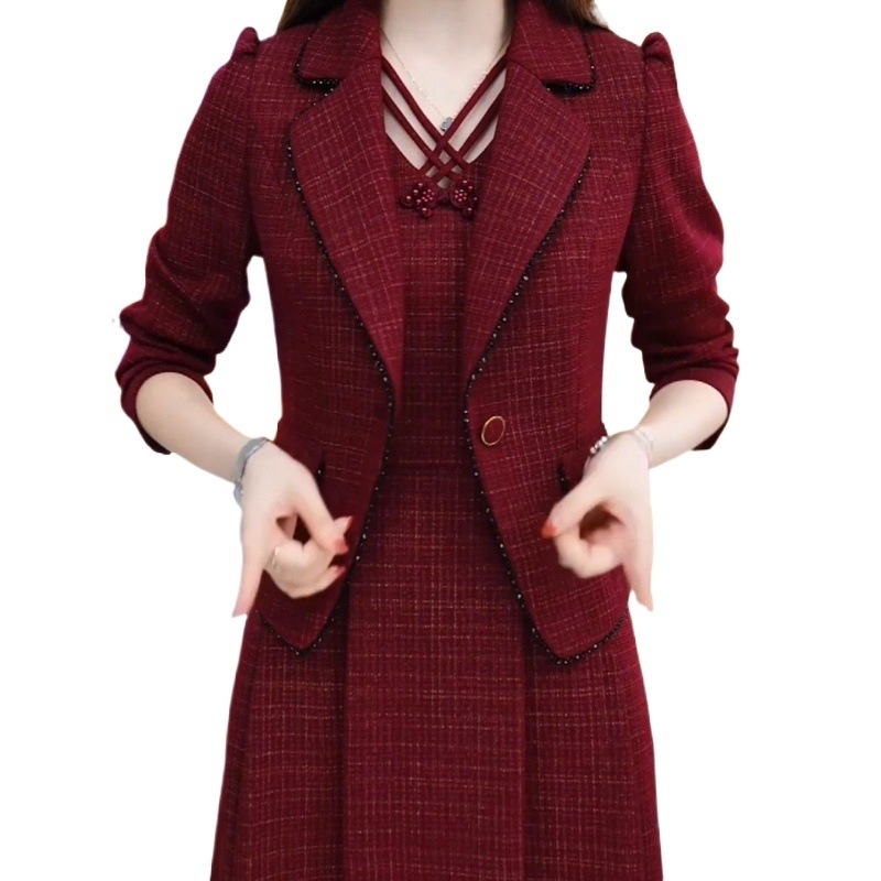 Női két részes szoknyás kosztüm, városi stílus, poliészter 95%+, hosszú ujjak, gallér nélkül, 2024 tavasz