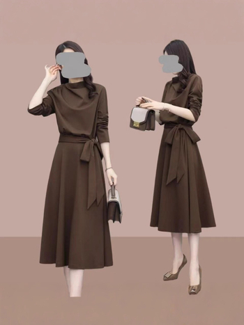 Rochie cu mâneci lungi, stil elegant de birou, Toamna 2025, țesătură poliester 80–90%, lungime midi, mâneci regulate, croială colaj/îmbinări