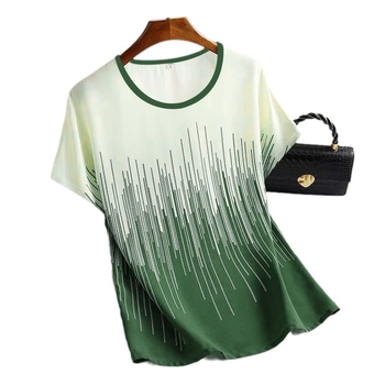 Тениска за средна възраст жени, полиестер, къс ръкав, свободна кройка, 3D принт