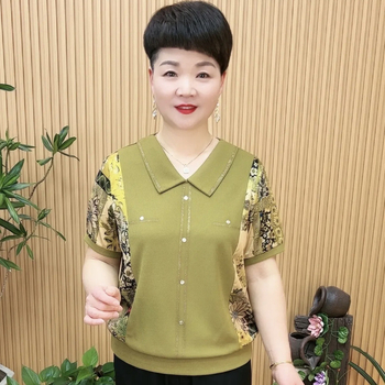 Дамска Ice Silk тениска с къс ръкав и поло яка, свободен силует за покриване на корема, елегантен стил, 50–70% полиестер