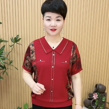 Дамска Ice Silk тениска с къс ръкав и поло яка, свободен силует за покриване на корема, елегантен стил, 50–70% полиестер