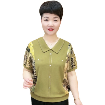 Дамска Ice Silk тениска с къс ръкав и поло яка, свободен силует за покриване на корема, елегантен стил, 50–70% полиестер