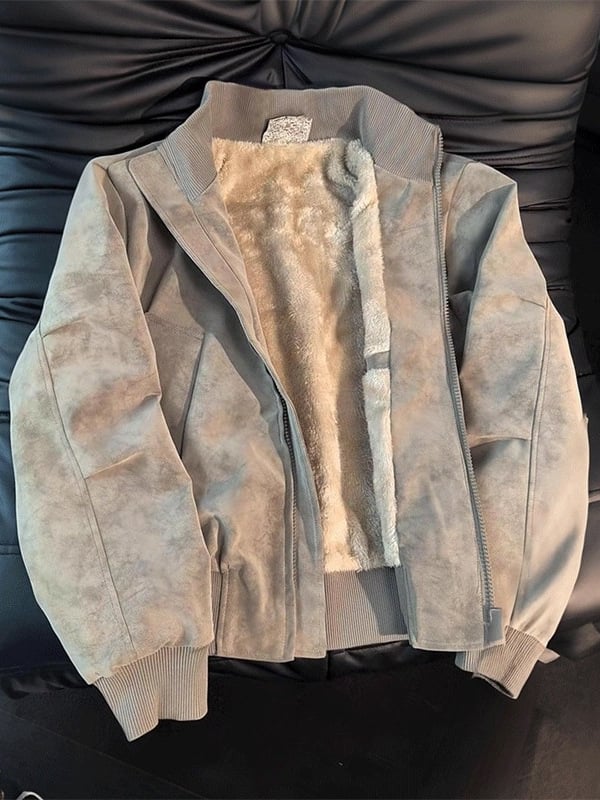 Američkog stila tie-dye PU kožna jakna s flisom, muška zimska kratka jakna sa stojećim ovratnikom, biker stil