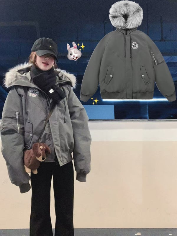 Ženski zimski parka s izolacijom od down-pamuka, debeli podstavljeni kaput u stilu workwear