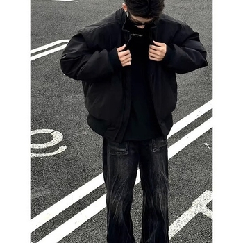 Jakna od pamuka prešivena, vintage kardigan stil, zatvarač, stojeći ovratnik, debela izolacija