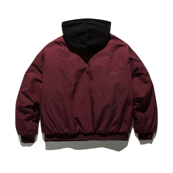 RUIIENRS x ORIGTEEN Zimska bomber jakna s kapuljom, slobodan kroj, vanjska tkanina 100% poliester, punilo poliester