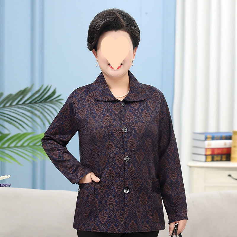 Jakna od poliester za starije žene, dugi rukav, polo ovratnik, proljeće/jesen, elegantan gradski stil