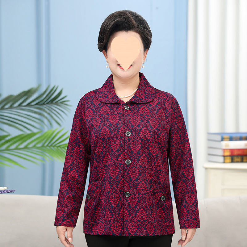 Jakna od poliester za starije žene, dugi rukav, polo ovratnik, proljeće/jesen, elegantan gradski stil