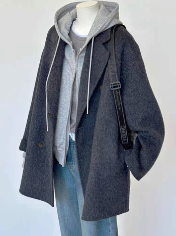 Női rövid dupla gombos blézer, acetát-poliészter anyag, japán-koreai szabadidős stílus, hossz 40–50 cm, 2025 ősz