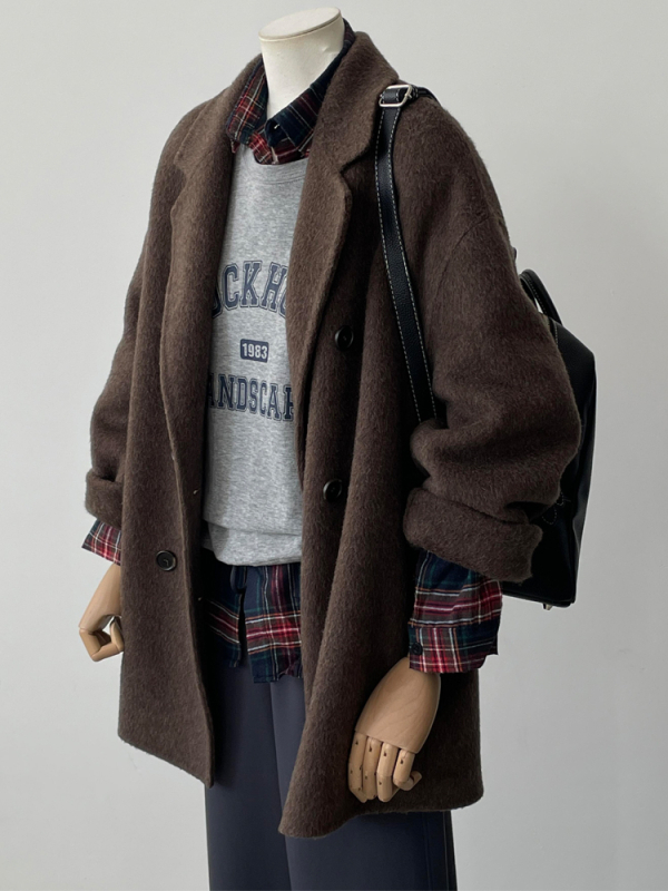 Női rövid dupla gombos blézer, acetát-poliészter anyag, japán-koreai szabadidős stílus, hossz 40–50 cm, 2025 ősz