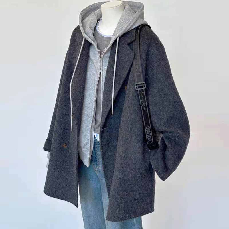 Női rövid dupla gombos blézer, acetát-poliészter anyag, japán-koreai szabadidős stílus, hossz 40–50 cm, 2025 ősz