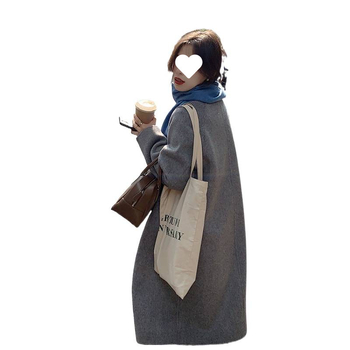 Αναστρέψιμο γυναικείο παλτό από κασμίρι-βάμβακα, μήκος μέχρι γόνατο, φαρδιά γραμμή, 3D σχέδιο, μπροστινό κλείσιμο με τρία κουμπιά, Χειμώνας 2024