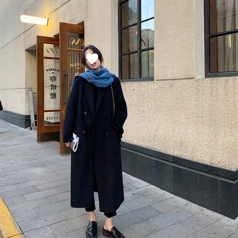 Αναστρέψιμο γυναικείο παλτό από κασμίρι-βάμβακα, μήκος μέχρι γόνατο, φαρδιά γραμμή, 3D σχέδιο, μπροστινό κλείσιμο με τρία κουμπιά, Χειμώνας 2024