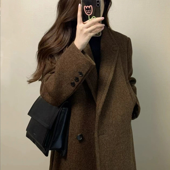 Női pamut kabát, középhosszú, japán-koreai lazább stílus, prémes gallér, őszi 2025