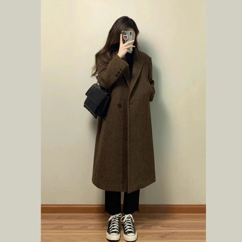 Női pamut kabát, középhosszú, japán-koreai lazább stílus, prémes gallér, őszi 2025