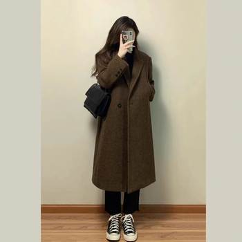 Női pamut kabát, középhosszú, japán-koreai lazább stílus, prémes gallér, őszi 2025