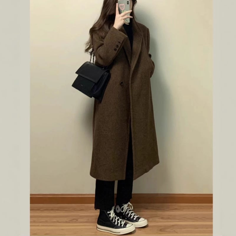 Női pamut kabát, középhosszú, japán-koreai lazább stílus, prémes gallér, őszi 2025