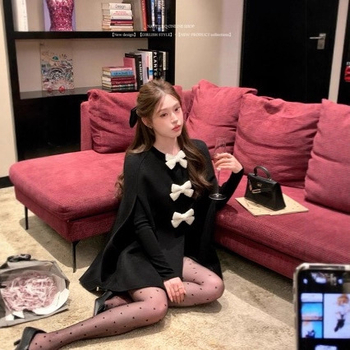 Palton-capă reversibil din lână, cu fundă, uni, lână 95%+, vinilon 95%, toamna 2025