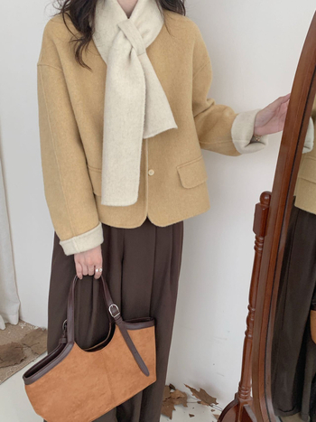 Női vastag gyapjú kabát, kétoldalas kasmír, egyszínű, laza szabás, koreai stílus