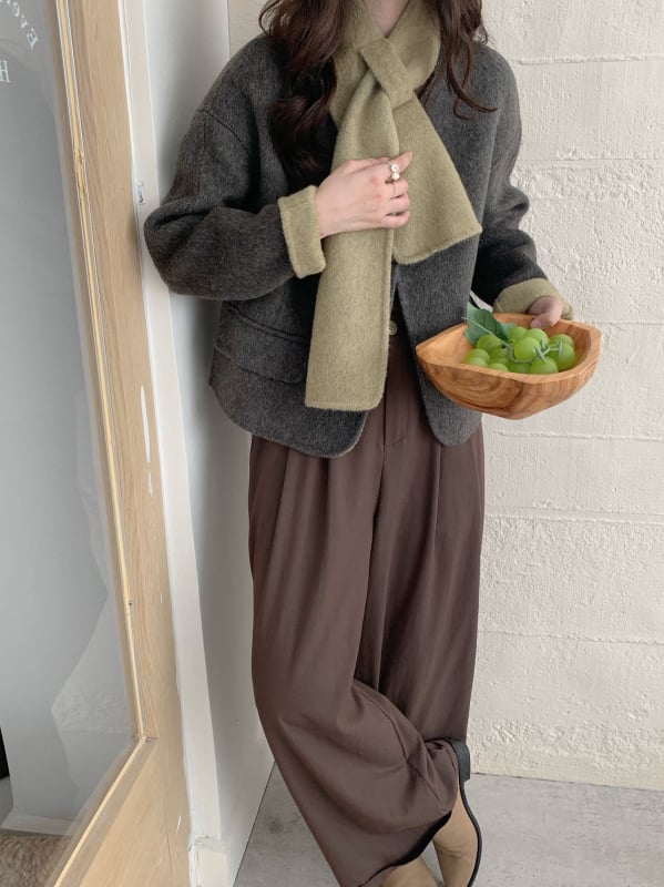Női vastag gyapjú kabát, kétoldalas kasmír, egyszínű, laza szabás, koreai stílus