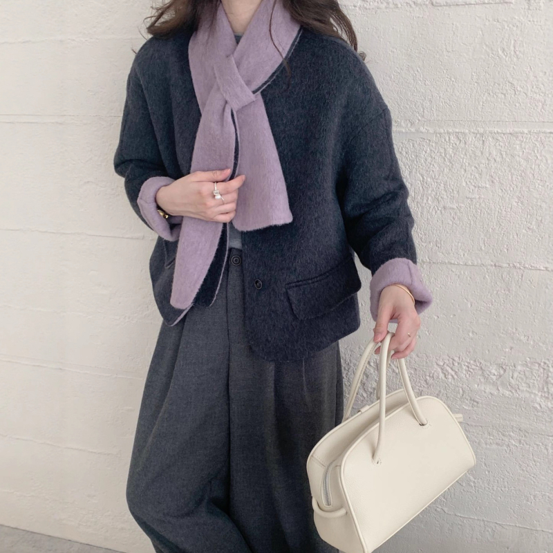 Női vastag gyapjú kabát, kétoldalas kasmír, egyszínű, laza szabás, koreai stílus