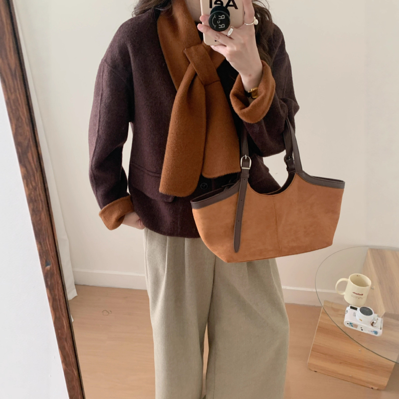 Női vastag gyapjú kabát, kétoldalas kasmír, egyszínű, laza szabás, koreai stílus